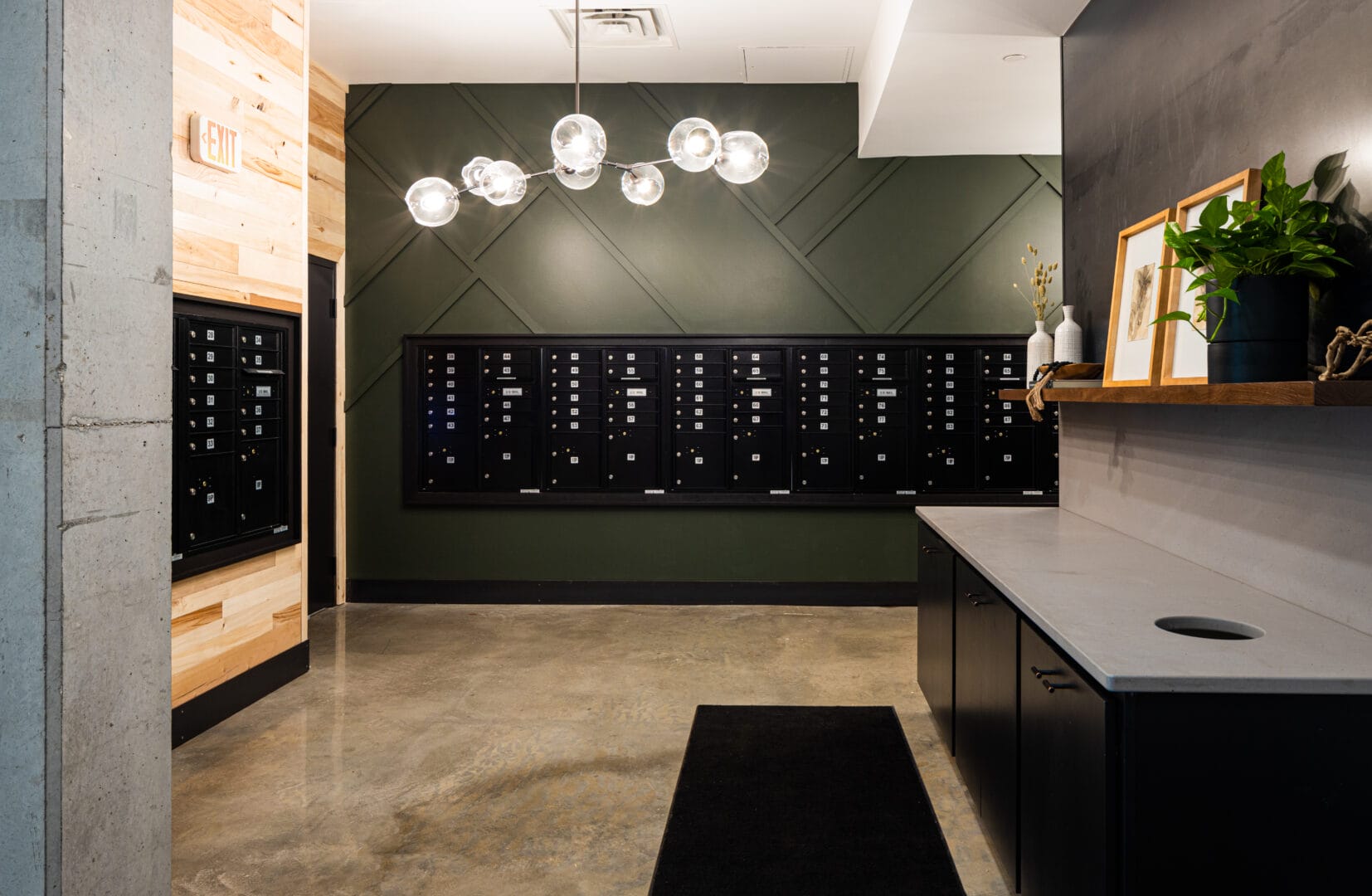 Lobby and mailbox of Kesler Apartments